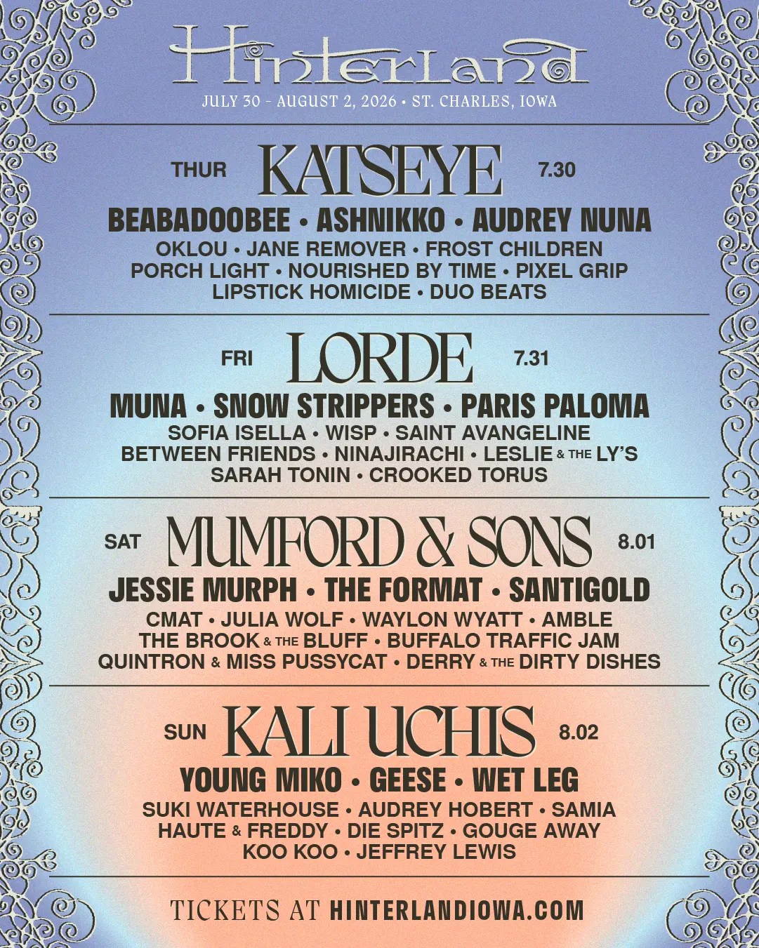Hinterland 2026 Lineup Graphic